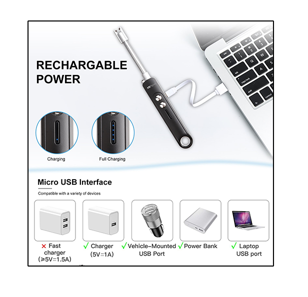 ARC Lighter – USB Rechargeable. Igniter with LED Flashlight & Flexible Neck