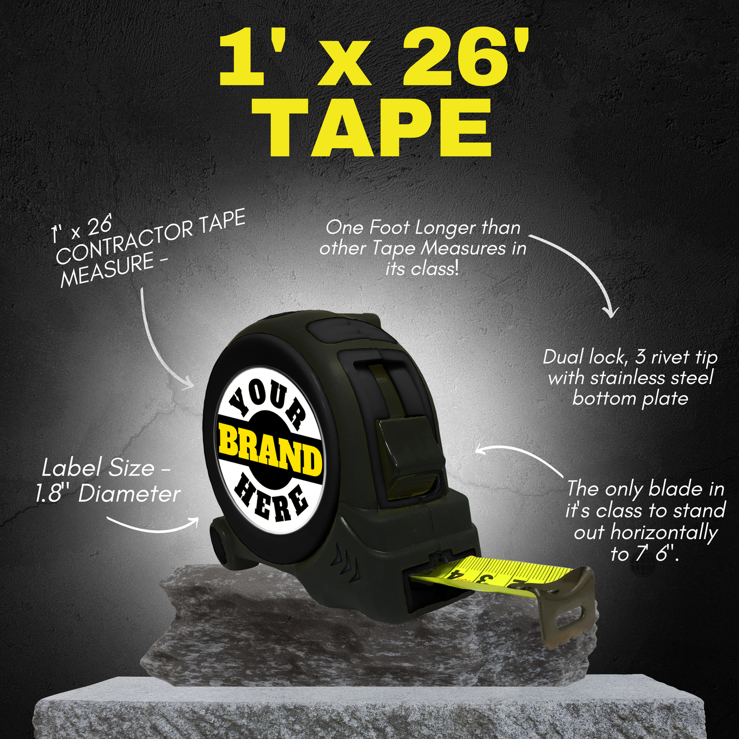 Heavy Duty Contractor-Grade Tape Measure (1" x 26')