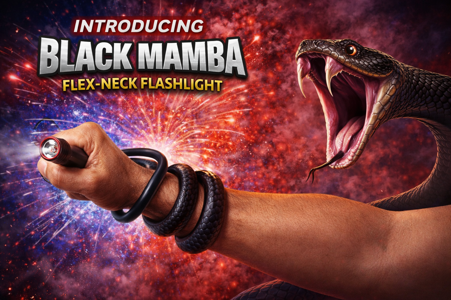 NEW Rechargeable Black Mamba Flexneck Flashlight