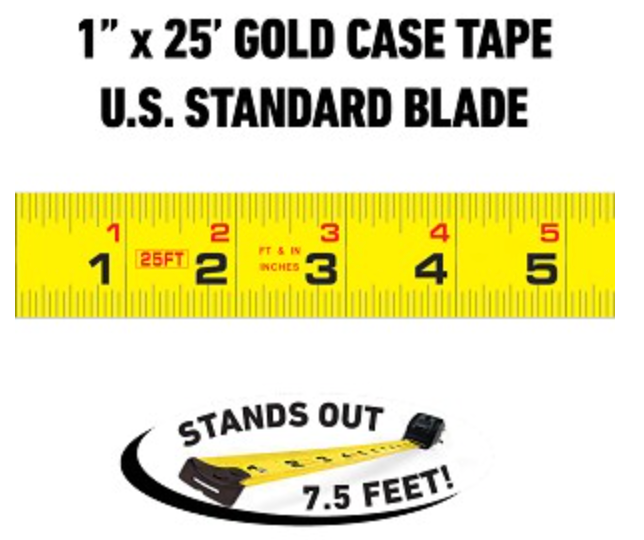 Custom Gold Tape Measure 1" x 25' - Personalized Label, Gift Box