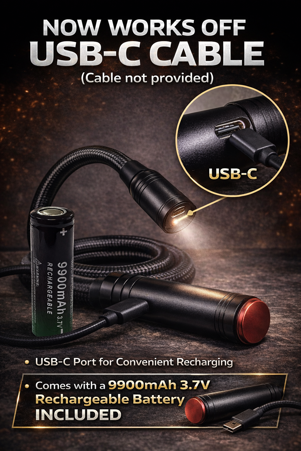 NEW Rechargeable Black Mamba Flexneck Flashlight