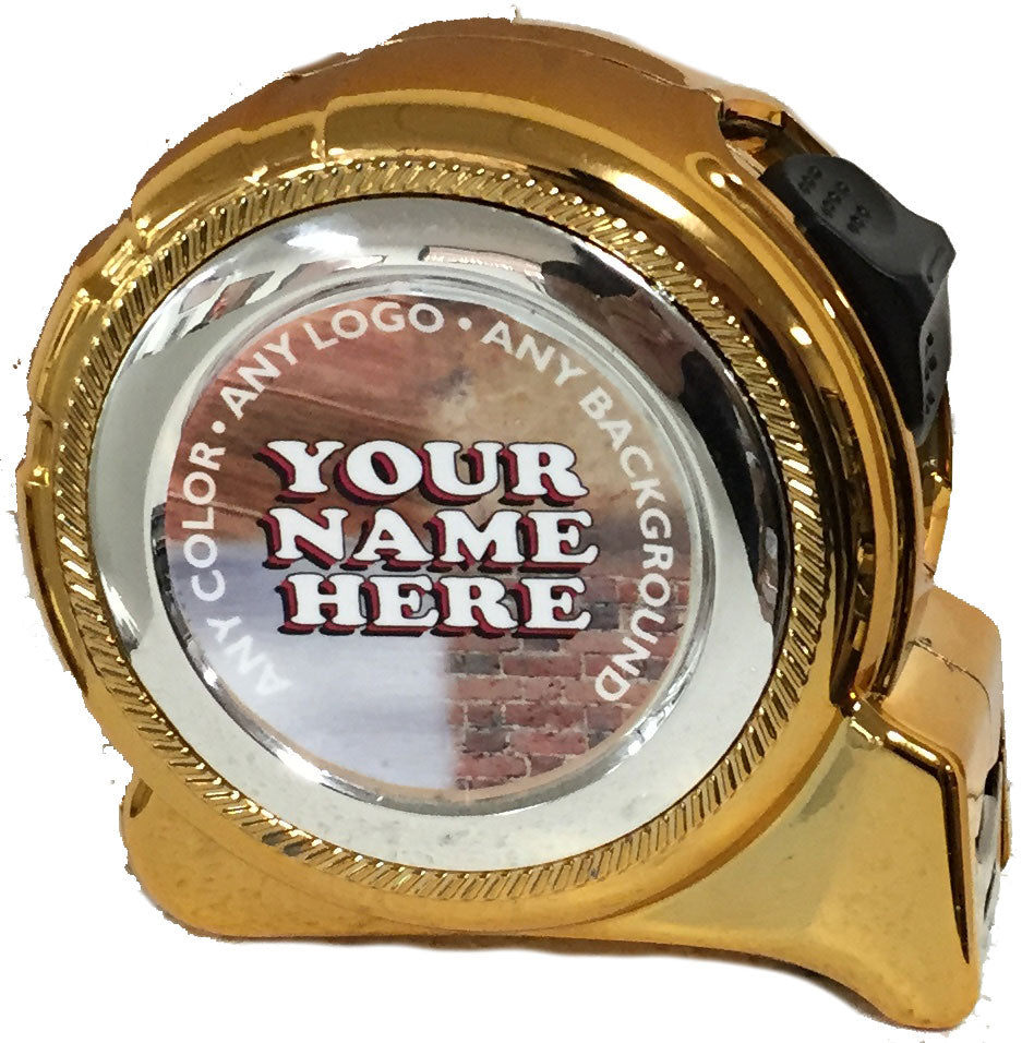 Custom Gold Tape Measure 1" x 25' - Personalized Label, Gift Box