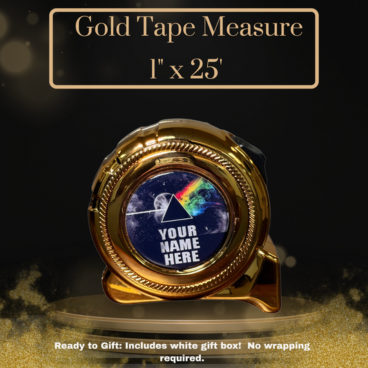 Gold Tape Measure 1" x 25' - with Personalized Label, Gift Box
